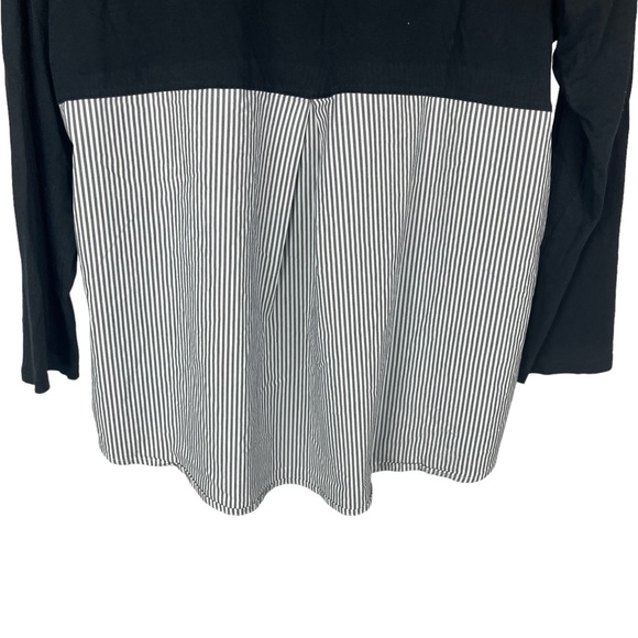 J. Jill Long Sleeve Black Striped Hem with Back Pleat Top - Picture 5 of 6